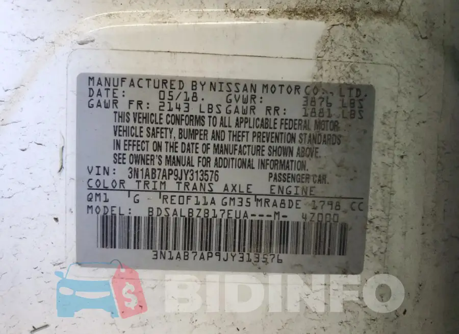 3N1AB7AP9JY313576 Photo# 13