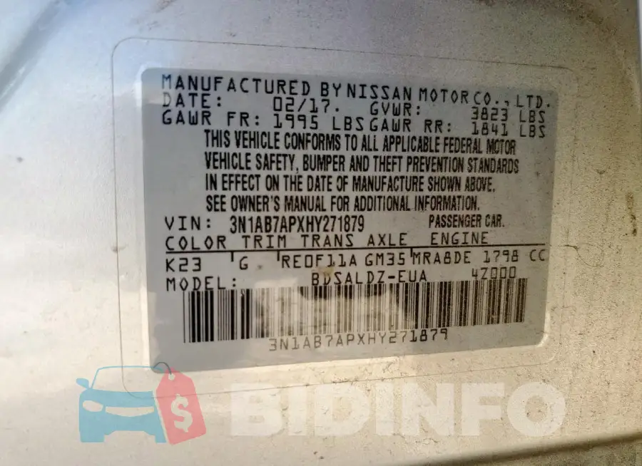 3N1AB7APXHY271879 Photo# 13