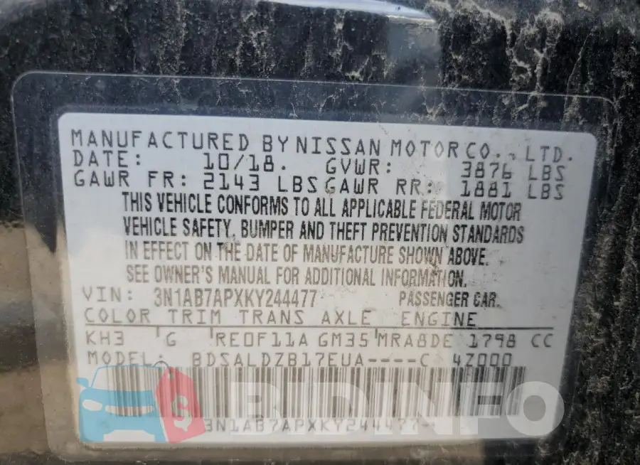 3N1AB7APXKY244477 Photo# 12