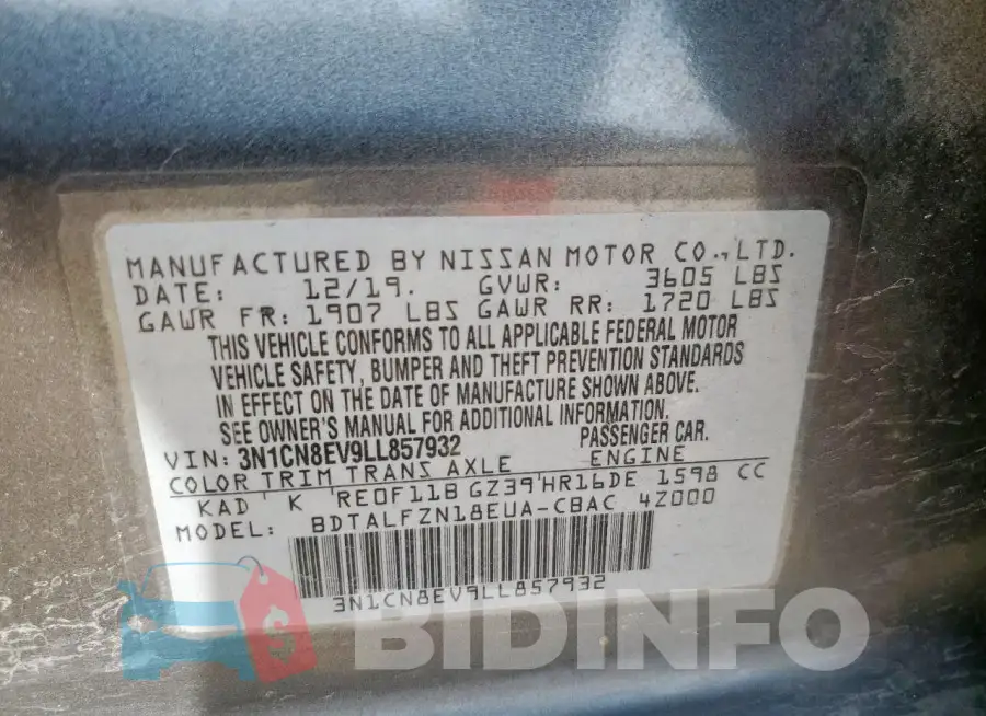 3N1CN8EV9LL857932 Photo# 12