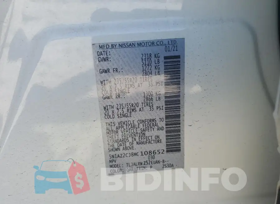 5N1AZ2CJ8MC108652 Photo# 13