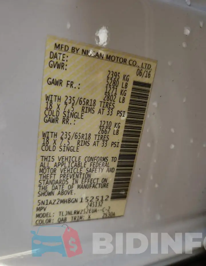 5N1AZ2MH8GN152512 Photo# 13