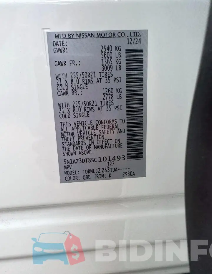 5N1AZ3DT8SC101493 Photo# 10