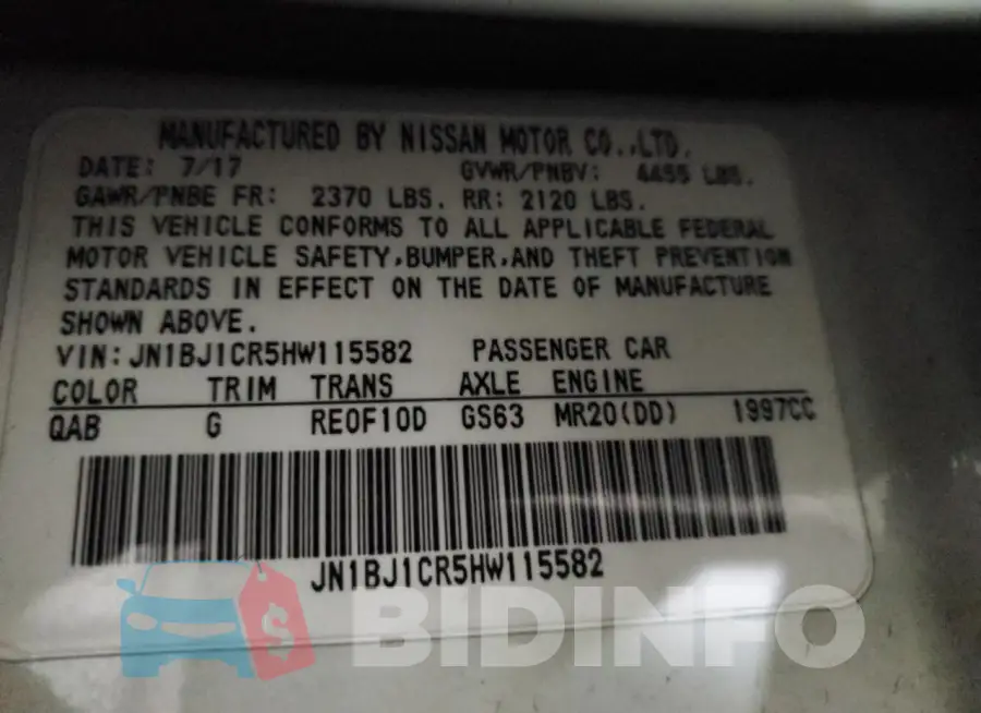 JN1BJ1CR5HW115582 Photo# 13