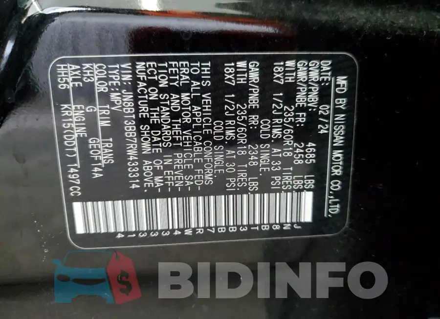 JN8BT3BB7RW433314 Photo# 13
