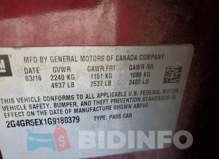 2G4GR5EX1G9180379 Photo# 13