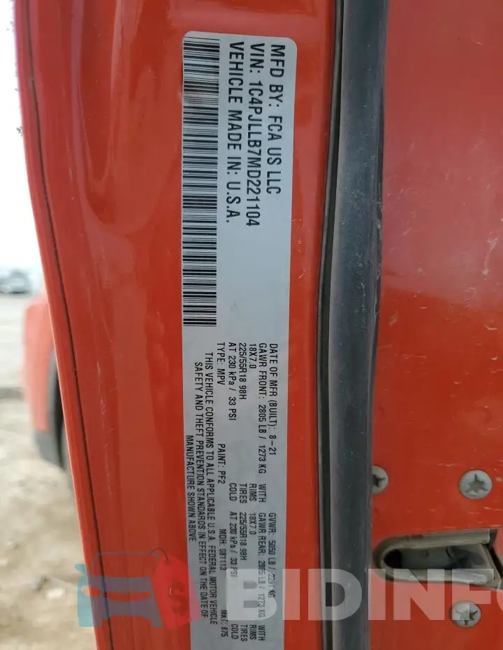 1C4PJLLB7MD221104 Photo# 13