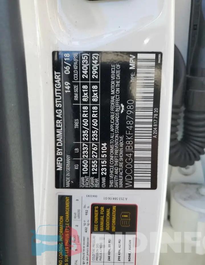WDC0G4JB8KF487980 Photo# 13
