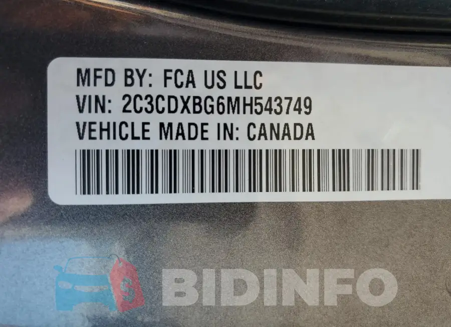 2C3CDXBG6MH543749 Photo# 12