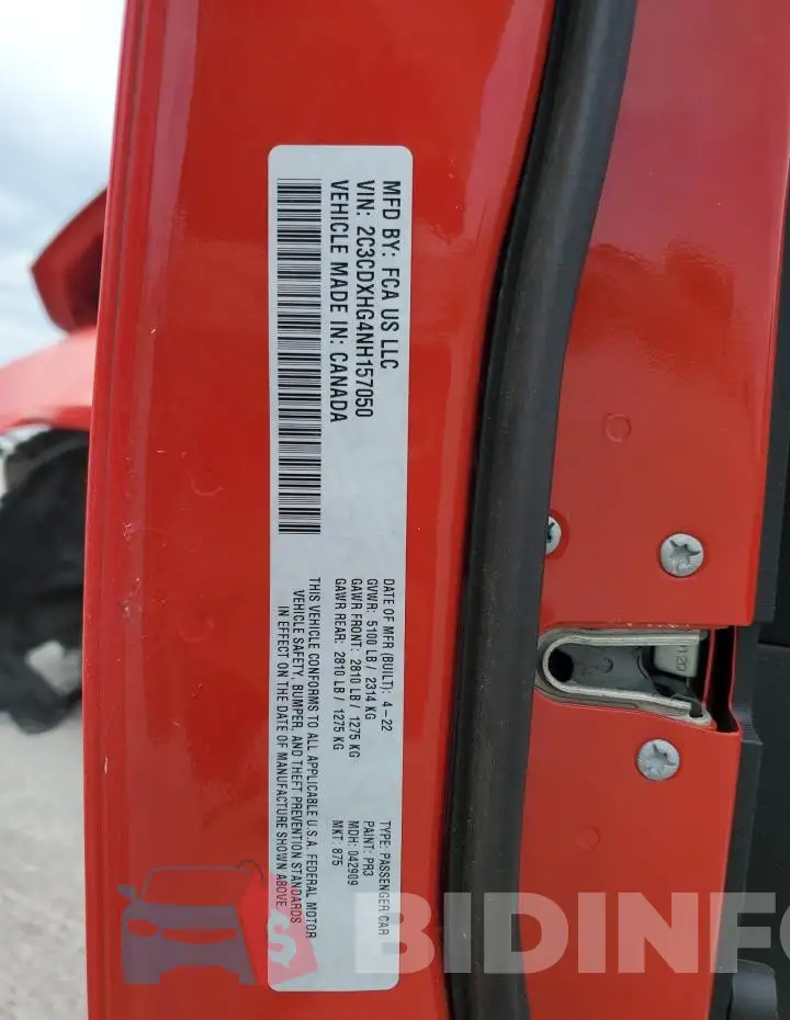 2C3CDXHG4NH157050 Photo# 13
