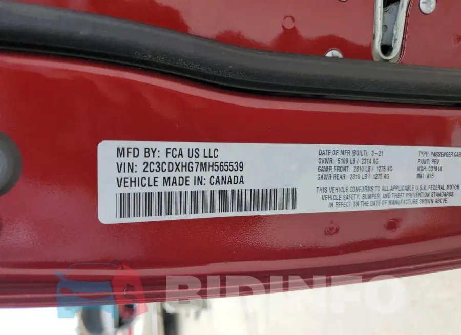 2C3CDXHG7MH565539 Photo# 12