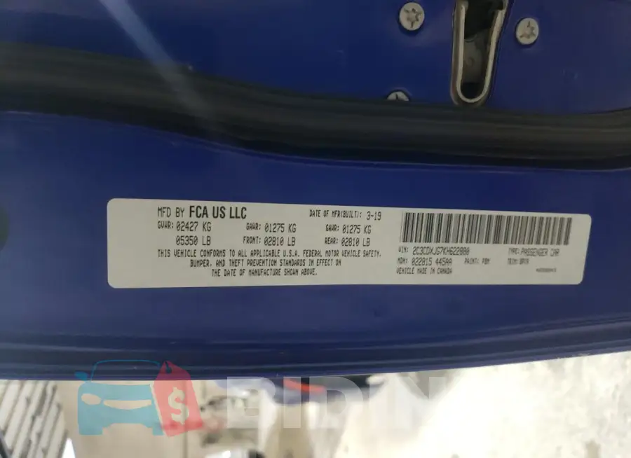 2C3CDXJG7KH622880 Photo# 12
