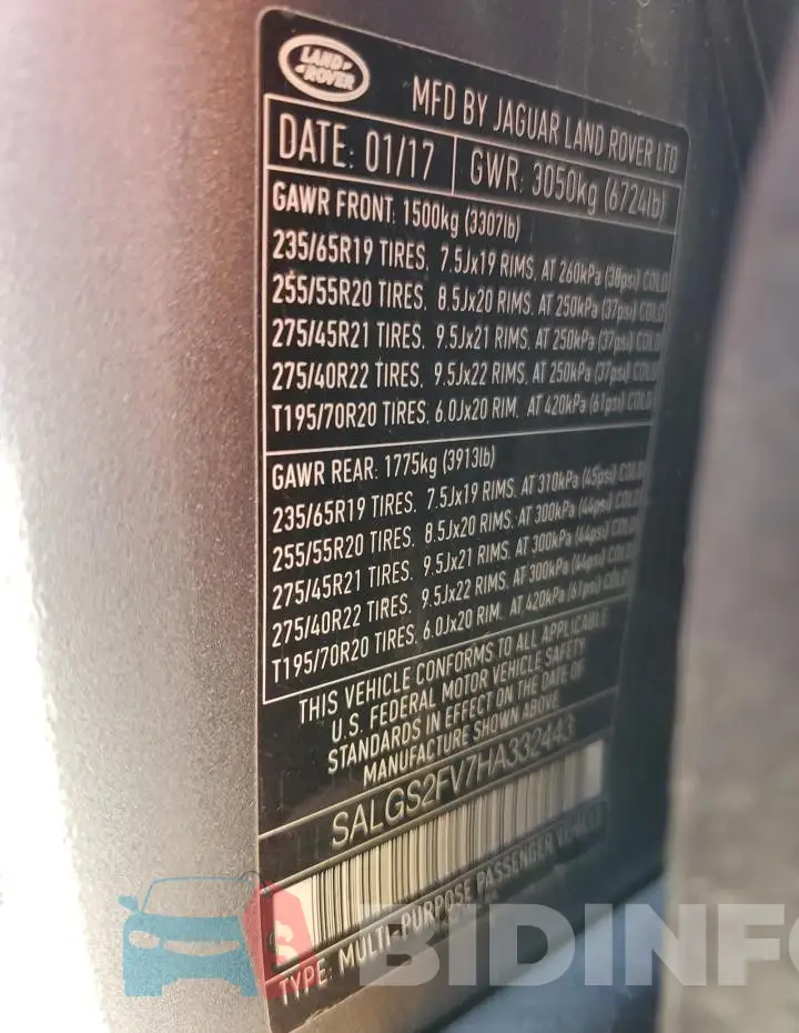 SALGS2FV7HA332443 Photo# 13
