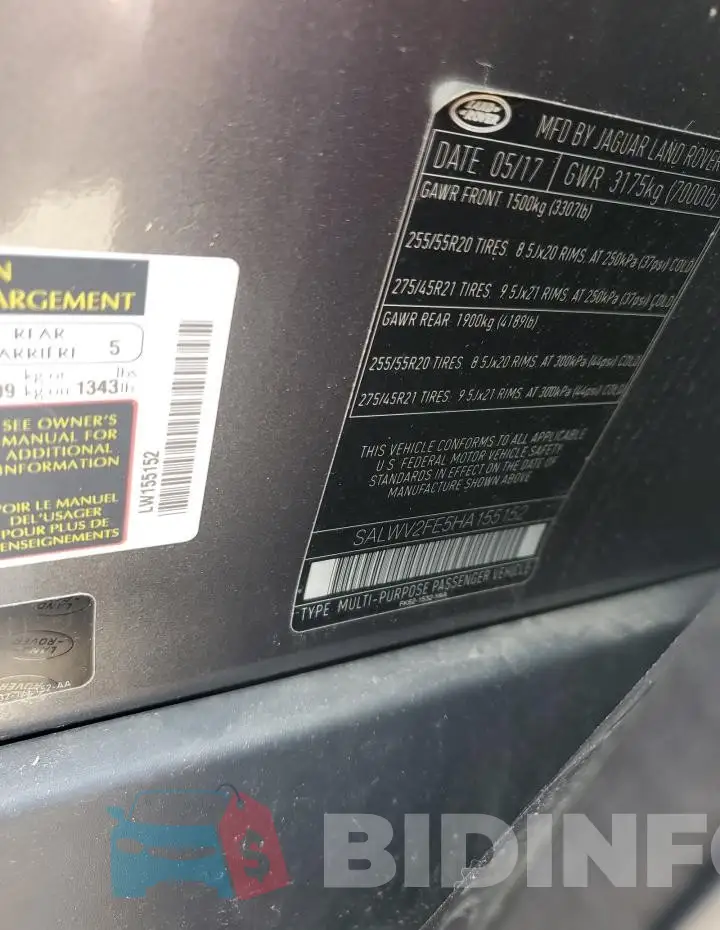 SALWV2FE5HA155152 Photo# 13