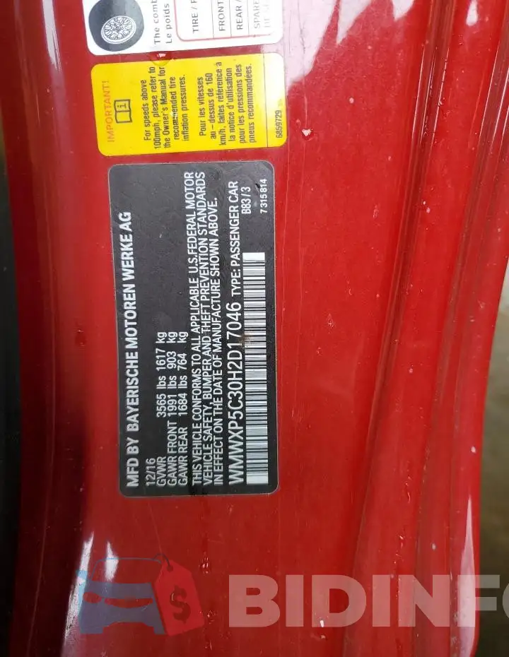 WMWXP5C30H2D17046 Photo# 12