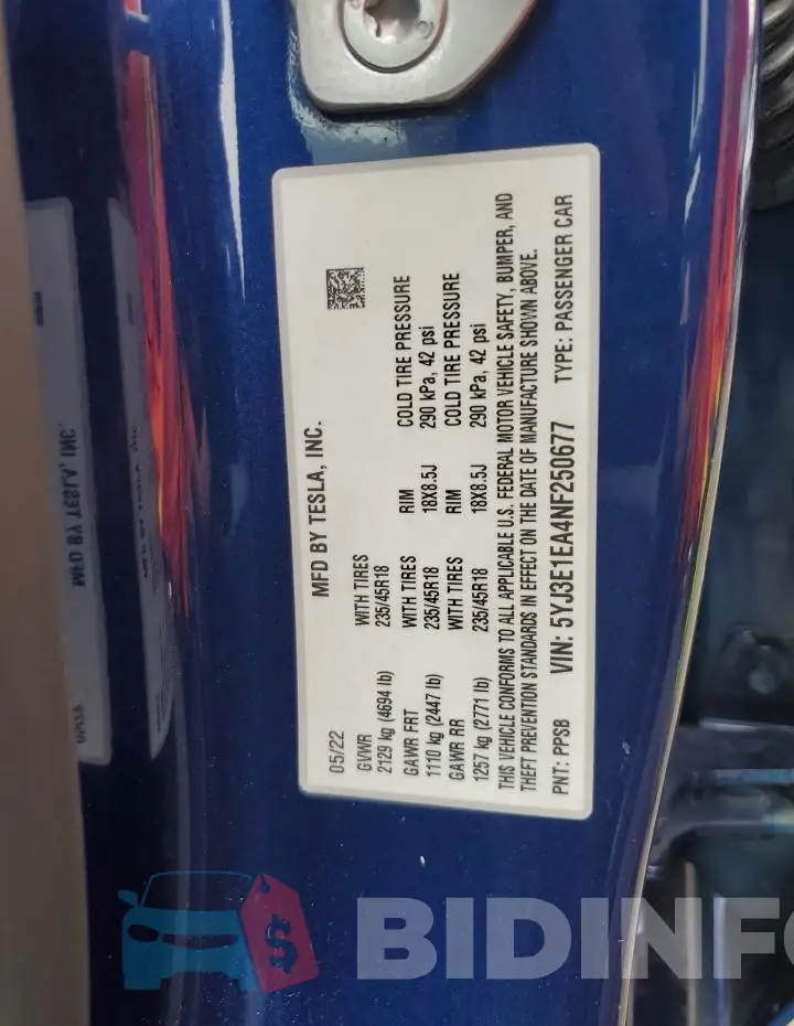 5YJ3E1EA4NF250677 Photo# 12
