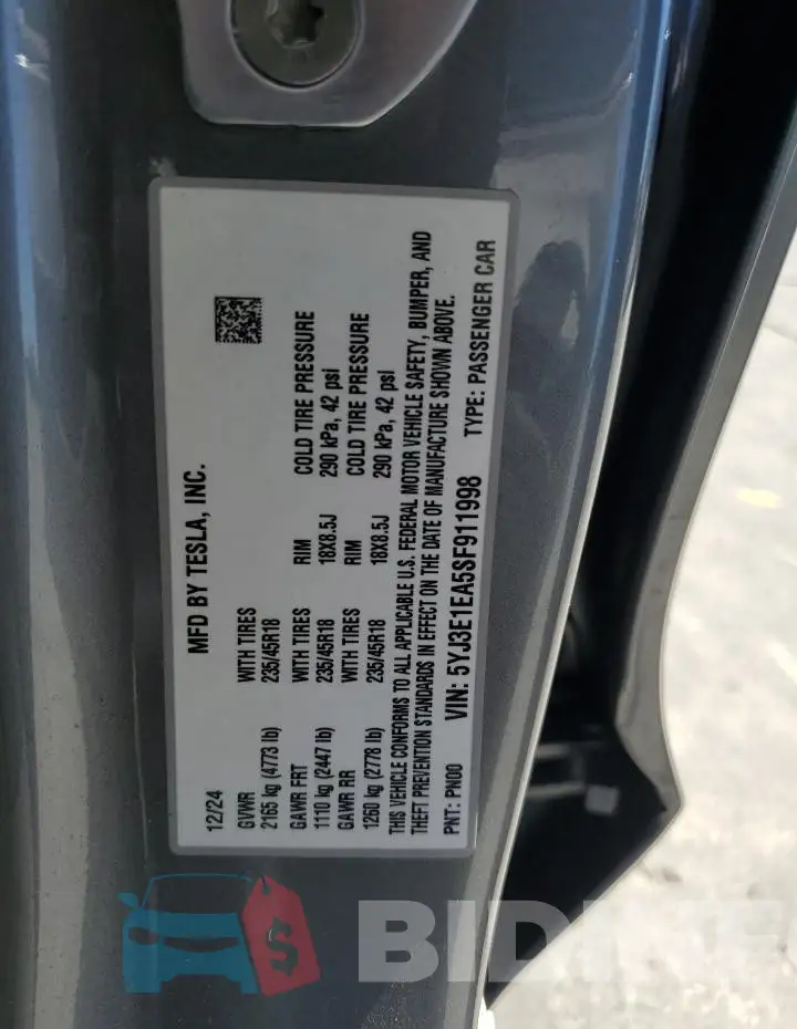 5YJ3E1EA5SF911998 Photo# 12