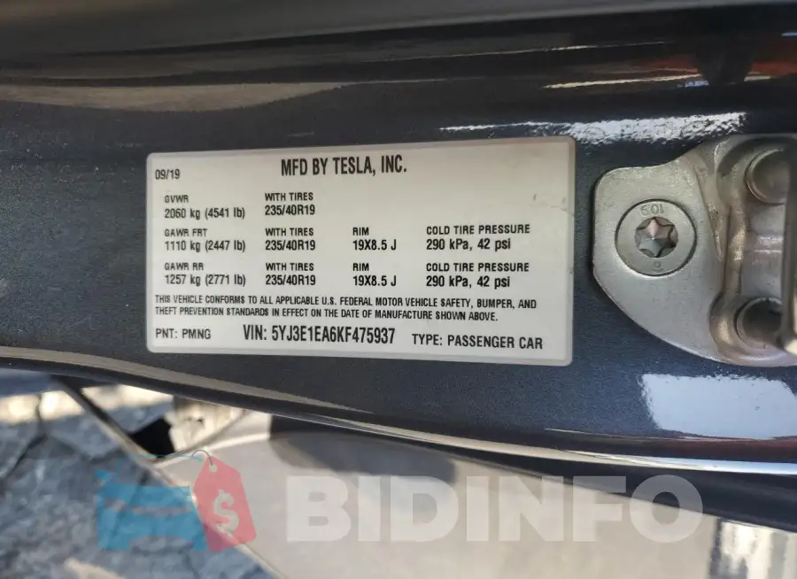 5YJ3E1EA6KF475937 Photo# 13