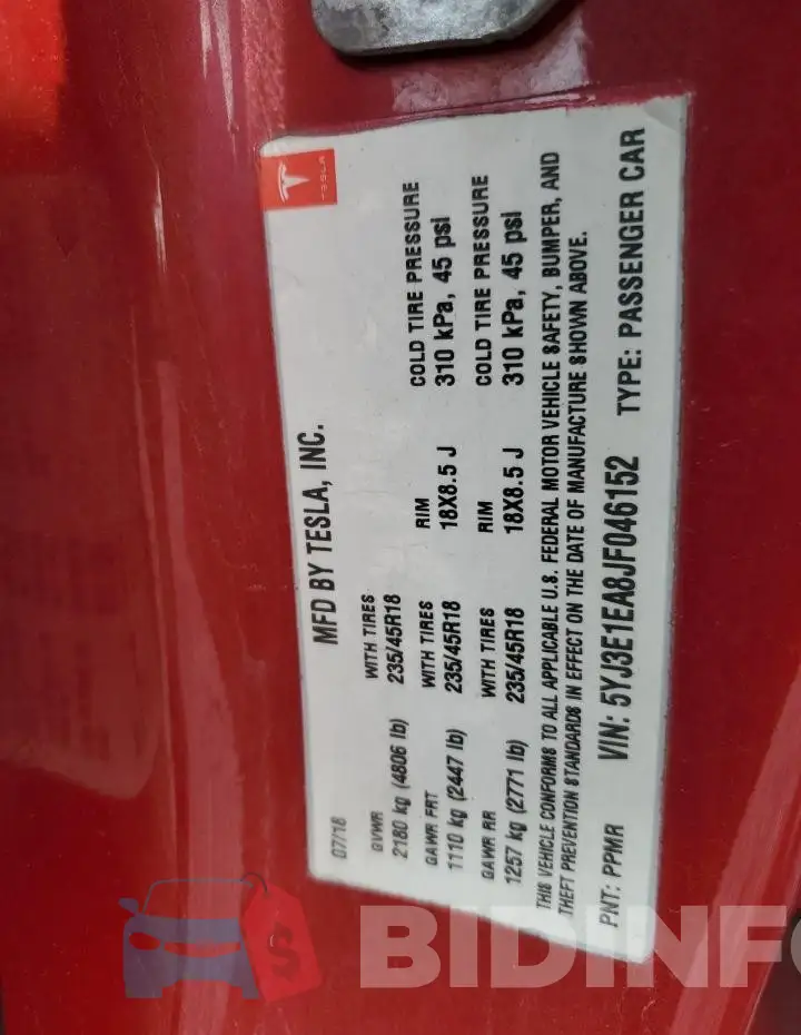 5YJ3E1EA8JF046152 Photo# 12