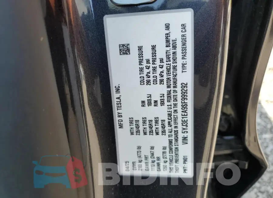 5YJ3E1EA9SF999292 Photo# 12