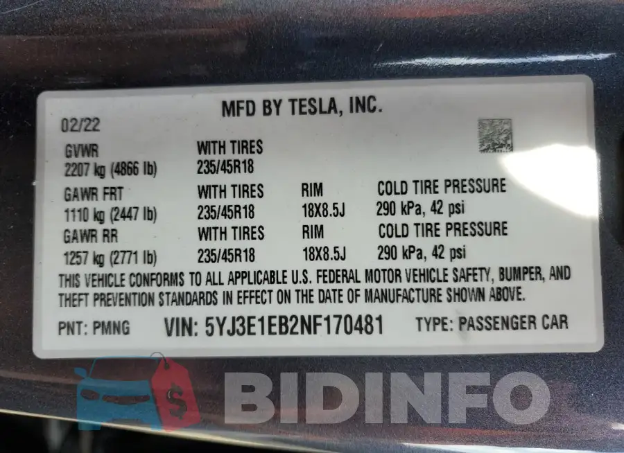 5YJ3E1EB2NF170481 Photo# 12