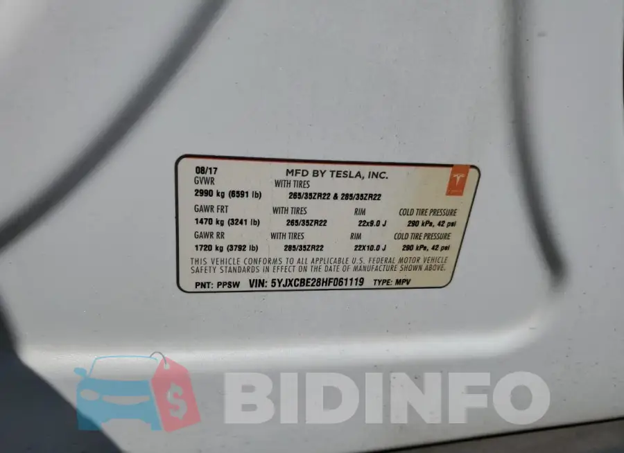 5YJXCBE28HF061119 Photo# 13