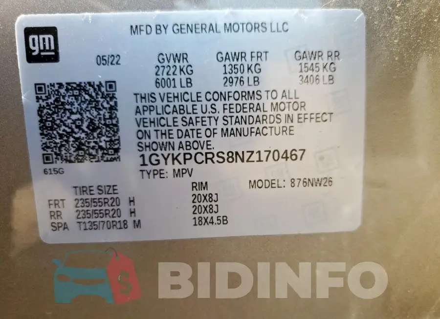 1GYKPCRS8NZ170467 Photo# 13