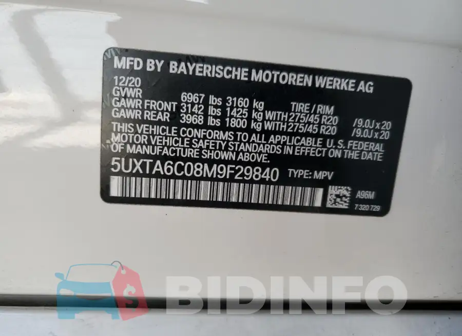 5UXTA6C08M9F29840 Photo# 13