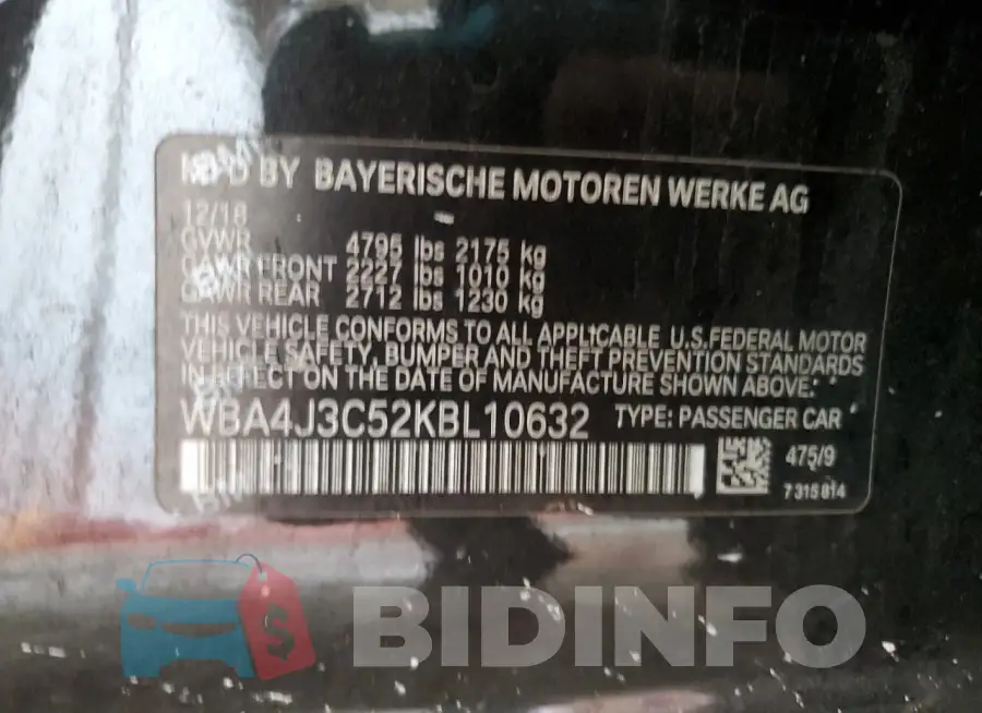 WBA4J3C52KBL10632 Photo# 13