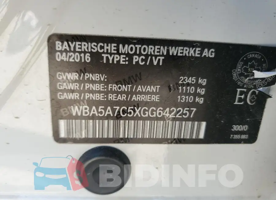 WBA5A7C5XGG642257 Photo# 12