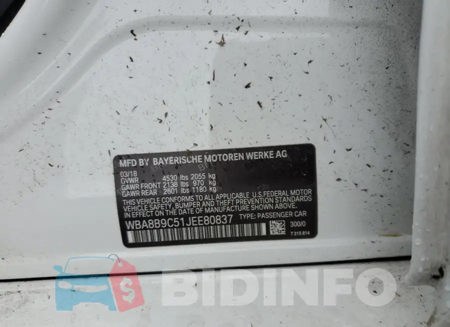 WBA8B9C51JEE80837 Photo# 12