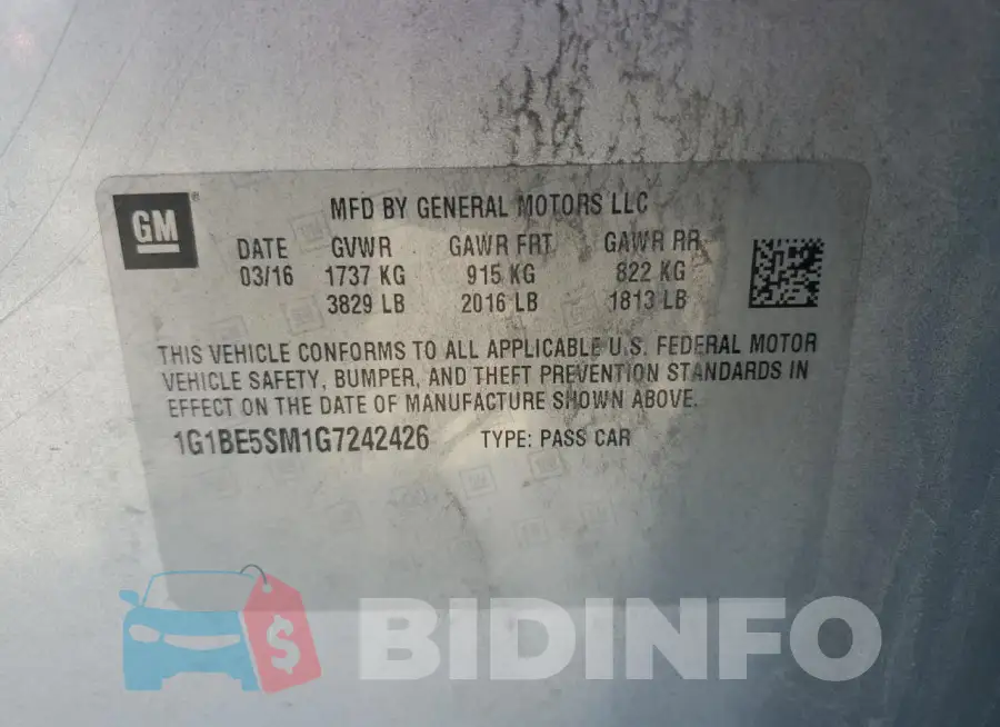1G1BE5SM1G7242426 Photo# 12