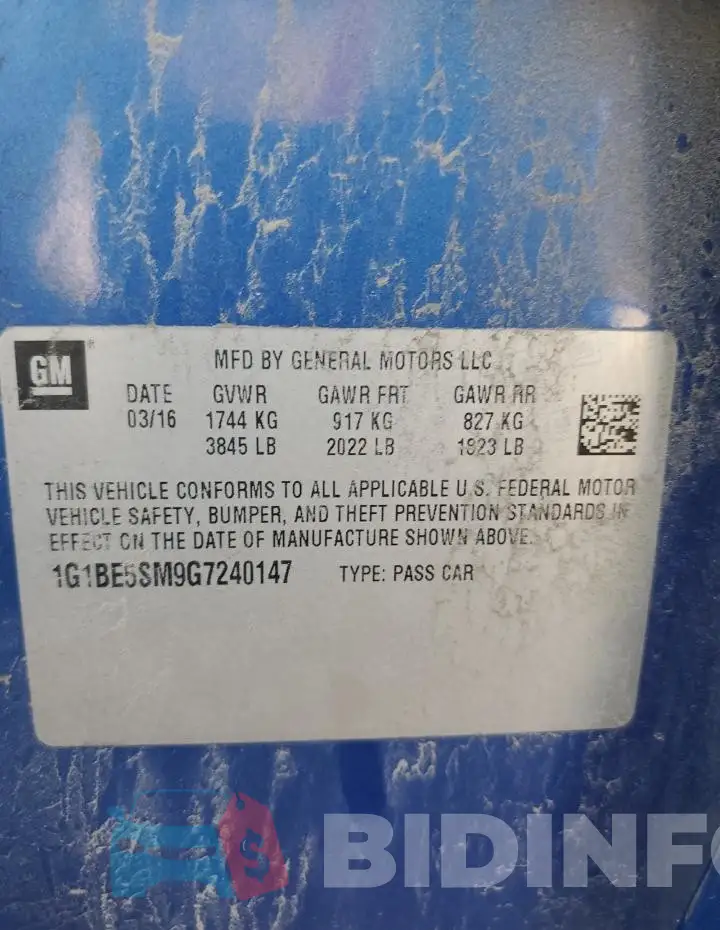 1G1BE5SM9G7240147 Photo# 13