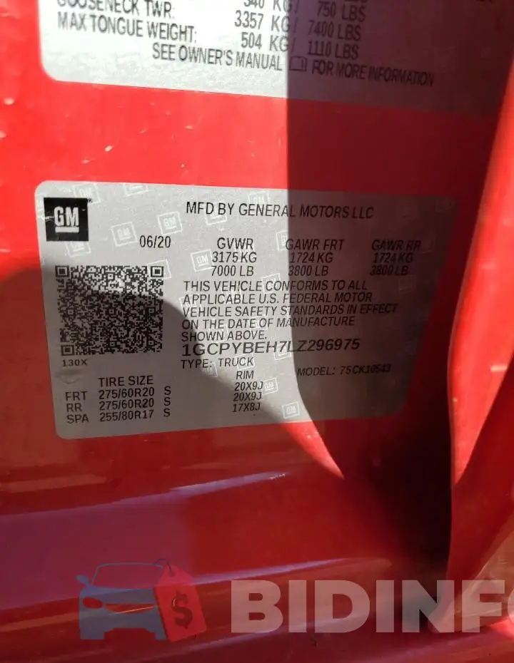 1GCPYBEH7LZ296975 Photo# 12