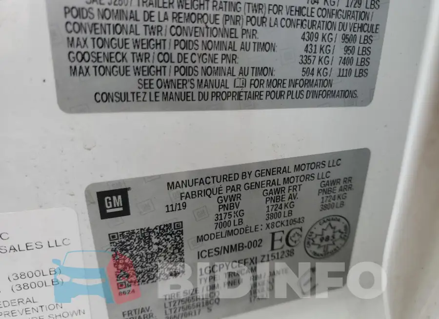 1GCPYCEFXLZ151238 Photo# 12