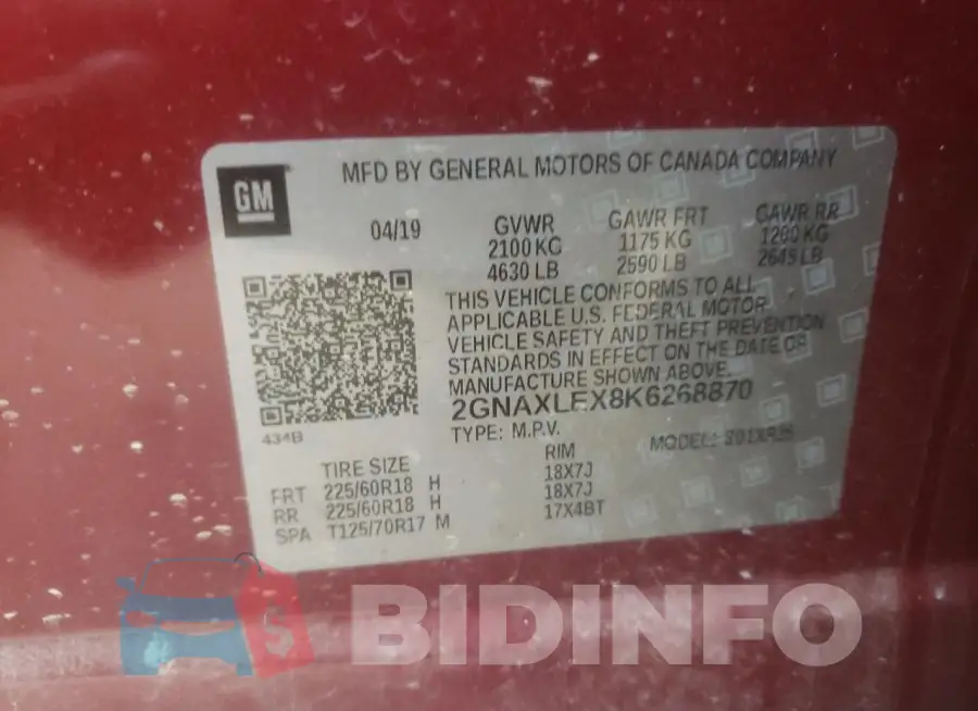 2GNAXLEX8K6268870 Photo# 13