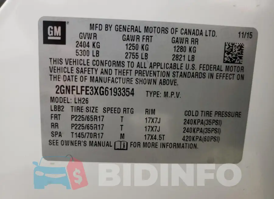 2GNFLFE3XG6193354 Photo# 14