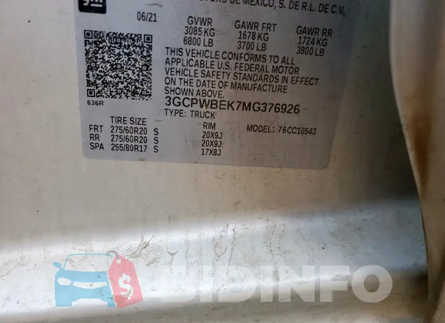 3GCPWBEK7MG376926 Photo# 12