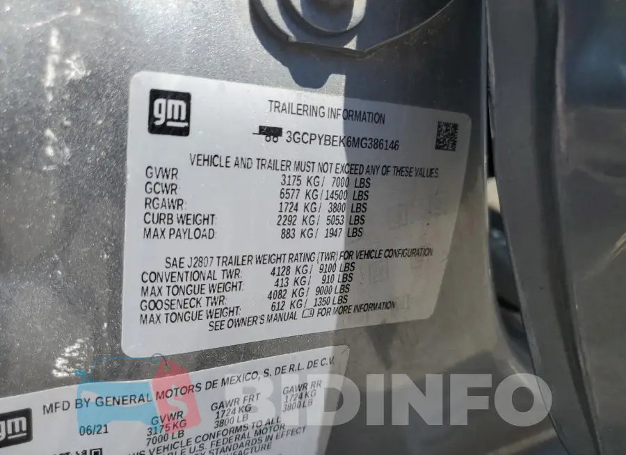 3GCPYBEK6MG386146 Photo# 12