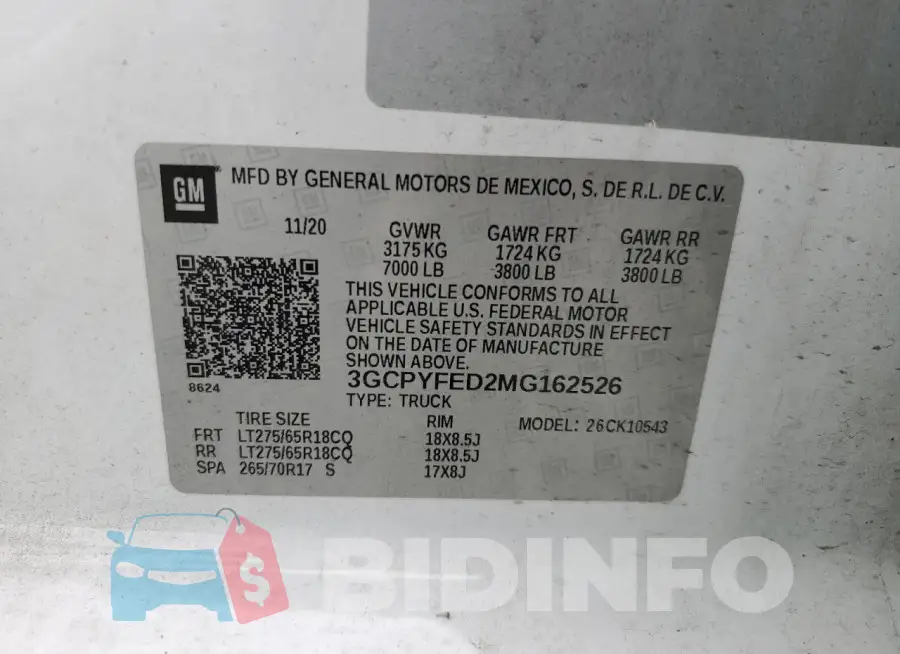 3GCPYFED2MG162526 Photo# 12