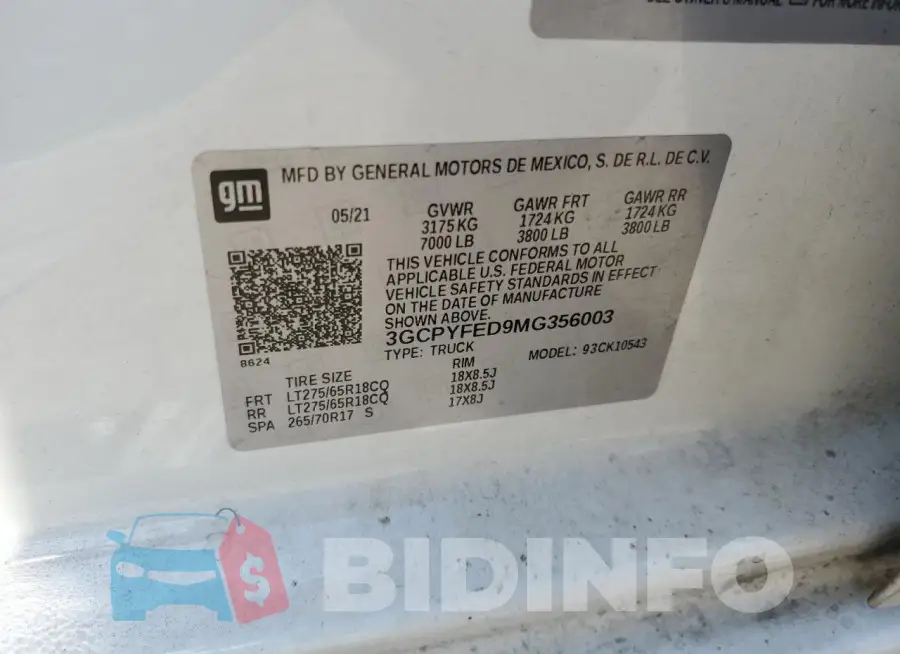 3GCPYFED9MG356003 Photo# 12