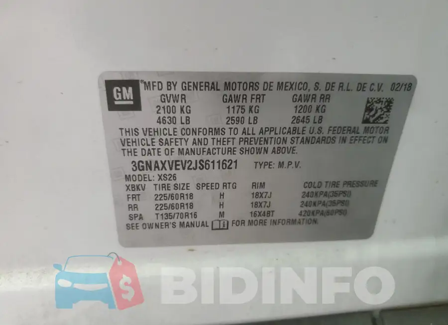 3GNAXVEV2JS611621 Photo# 14
