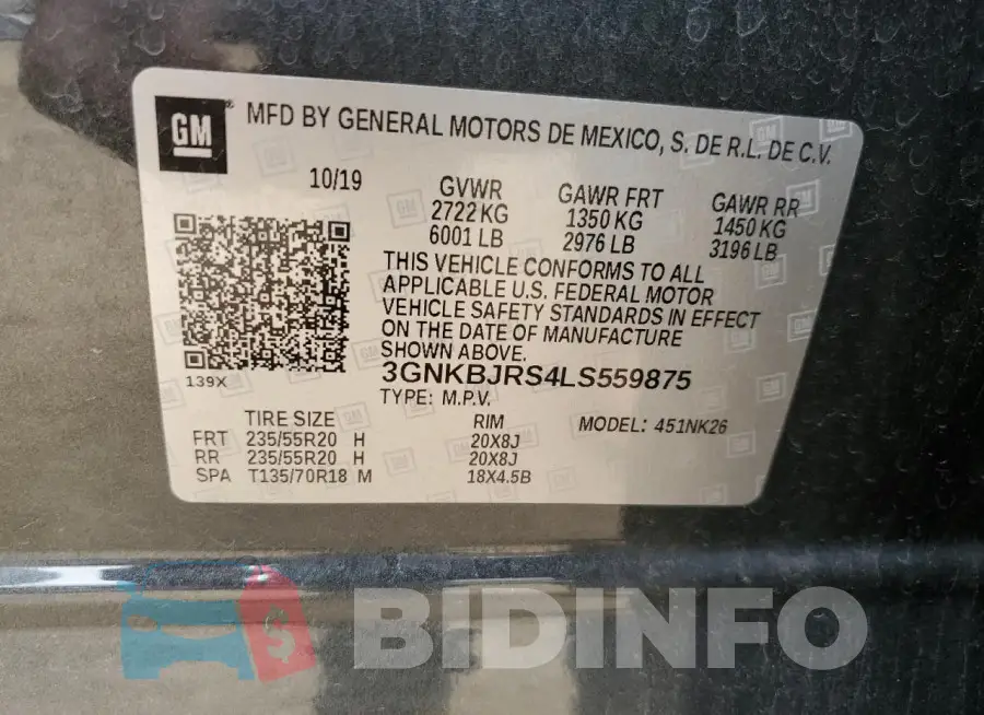 3GNKBJRS4LS559875 Photo# 13