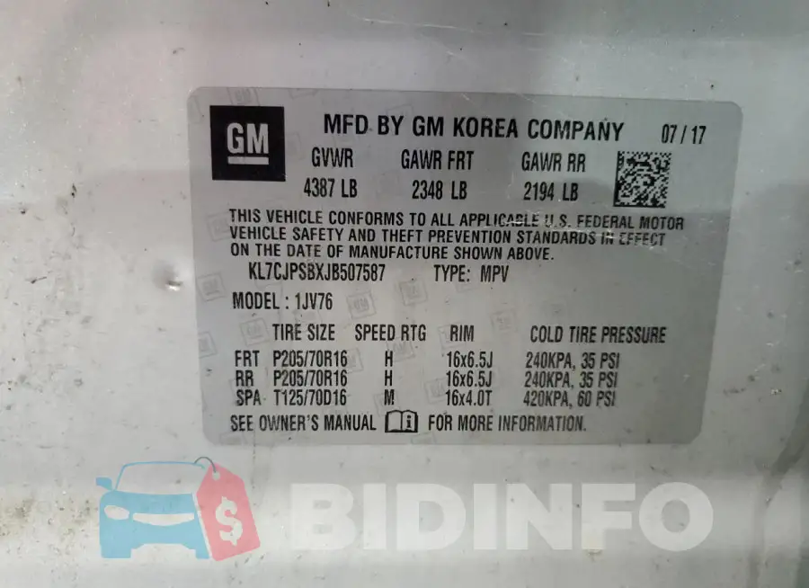 KL7CJPSBXJB507587 Photo# 13