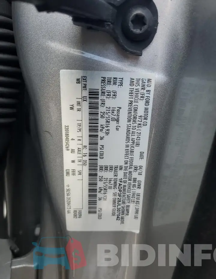 1FADP3F28JL307042 Photo# 12