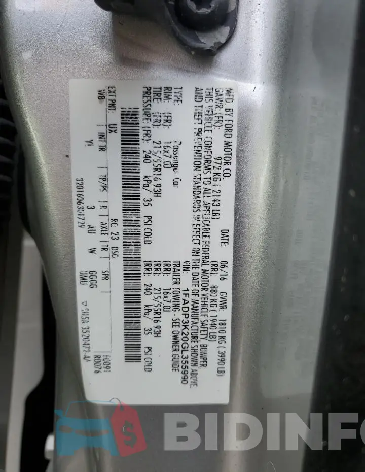 1FADP3K20GL355990 Photo# 12
