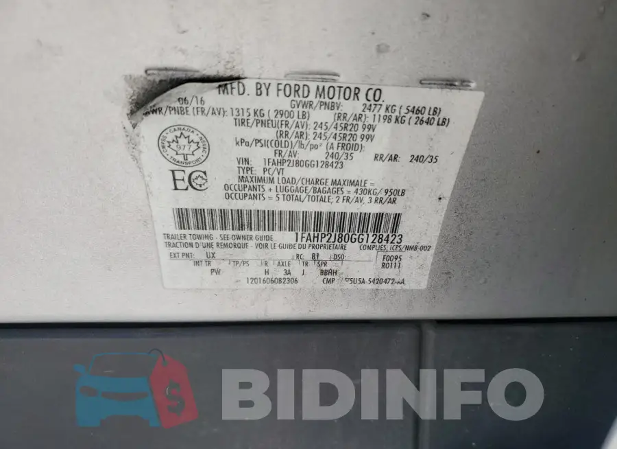 1FAHP2J80GG128423 Photo# 13