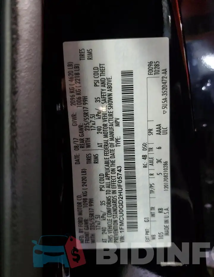 1FMCU0GD2HUF05743 Photo# 13