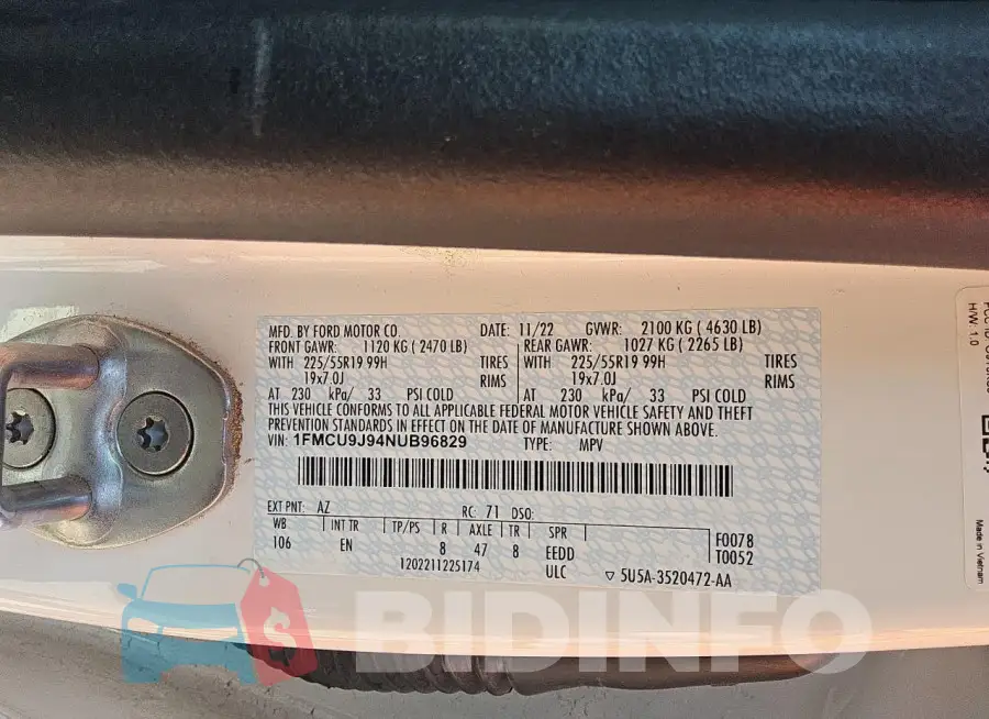 1FMCU9J94NUB96829 Photo# 13