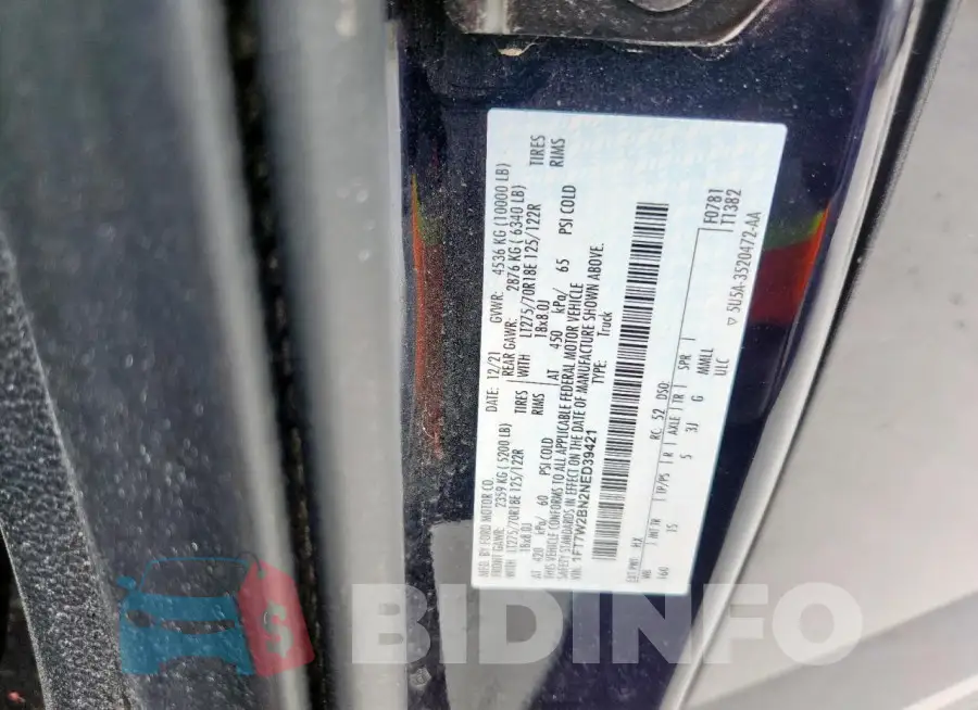 1FT7W2BN2NED39421 Photo# 12